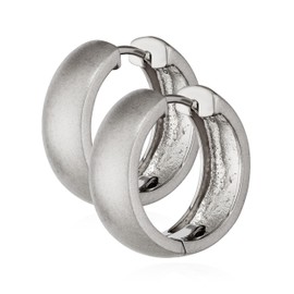NKlaus 4814 Pair of 925 Sterling Silver Hinged Hoop Earrings 17.5 mm Matte Tarnish Resistant, Sterling Silver