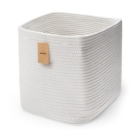 Maxuni Storage Basket, 11 Inch Cotton Rope Woven Baskets for Organizing, Cube Bin Square Shelves Organizer, Decorative Storage Baskets, Toy Bins, Woven Basket Shelf Baskets for Organizing-1 Pack