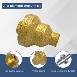 Diamond Step Drill Bit Set (20mm/35mm/50mm) - M10 Thread Hole Opener for Metal, Tile, Wood, Concrete, Marble, Engineered Stone, Multi Hole Opener Cone Bit Grinder Cutter, Beveling Chamfer Step Tapered