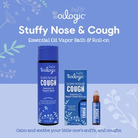 Oilogic Stuffy Nose & Cough Vapor Bath & Roll-On Essential Oil for Babies & Toddlers - Gentle Baby Bath Essentials Soothe & Comfort - Pediatrician-Tested & Safe for Babies