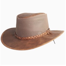 American Hat Makers Breeze Leather and Mesh Sun Hat for Men and Women — Copper, X-Large