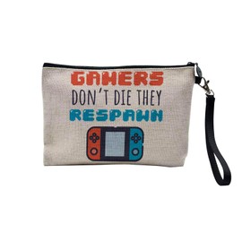 Tasche aus Leinen – Arcade Retro Gaming Spiele Video Humor Witz Geek Kultur – Kosmetiktasche aus Leinen – Kulturbeutel – Geldbörse, Respawn, 23.5 x 15 cm, Kosmetiktasche