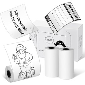 T02 Mini Sticker Printer Thermal Paper, M02L White Non-Sticky Paper, Compatible With Memoking, Memoqueen, Phomemo T02 Pocket Printer, Black On White Paper, 53mm x 3.5m, 3 Rolls, Keep for 10 Years