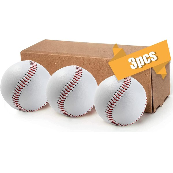 LeapBeast Professional Baseballs 9 Inch, 3 Pieces Hand Stitched Baseballs,