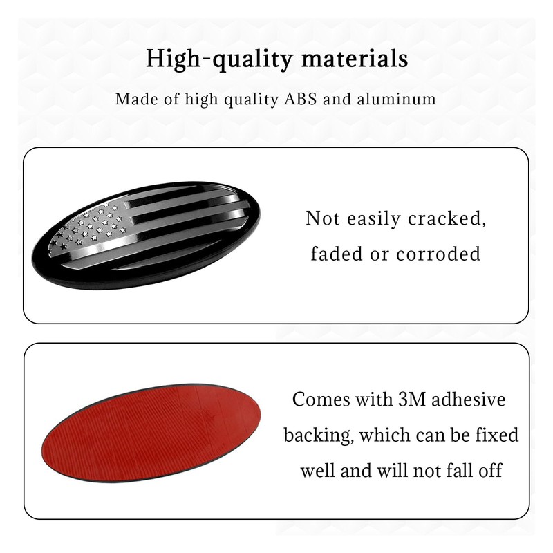 Suvnie Front Grille US Flag Emblem, 7 Inch Oval Rear