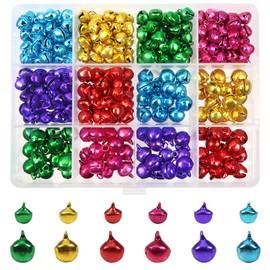 Toaob 324 Pieces Colourful Small Bells Metal Bells 8 mm and 10 mm for Crafts for Jewellery Making Festival Christmas Decoration