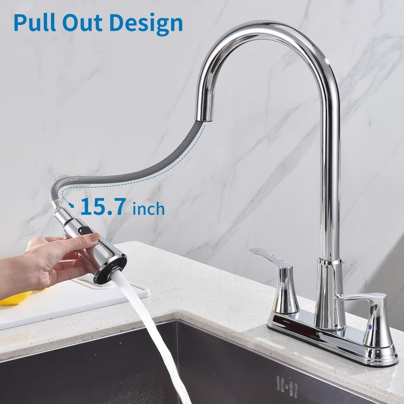 HOMELODY 2 Handles Kitchen Faucet with Pull Down Sprayer for