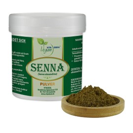 VITA IDEAL Vegan® Senna – Leaves 100 g Powder – Alexandrina Sennes Leaves – Daily Serving 600 mg Senna Leaves, Natural, Vegetable & No Additives, Includes Measuring Spoon