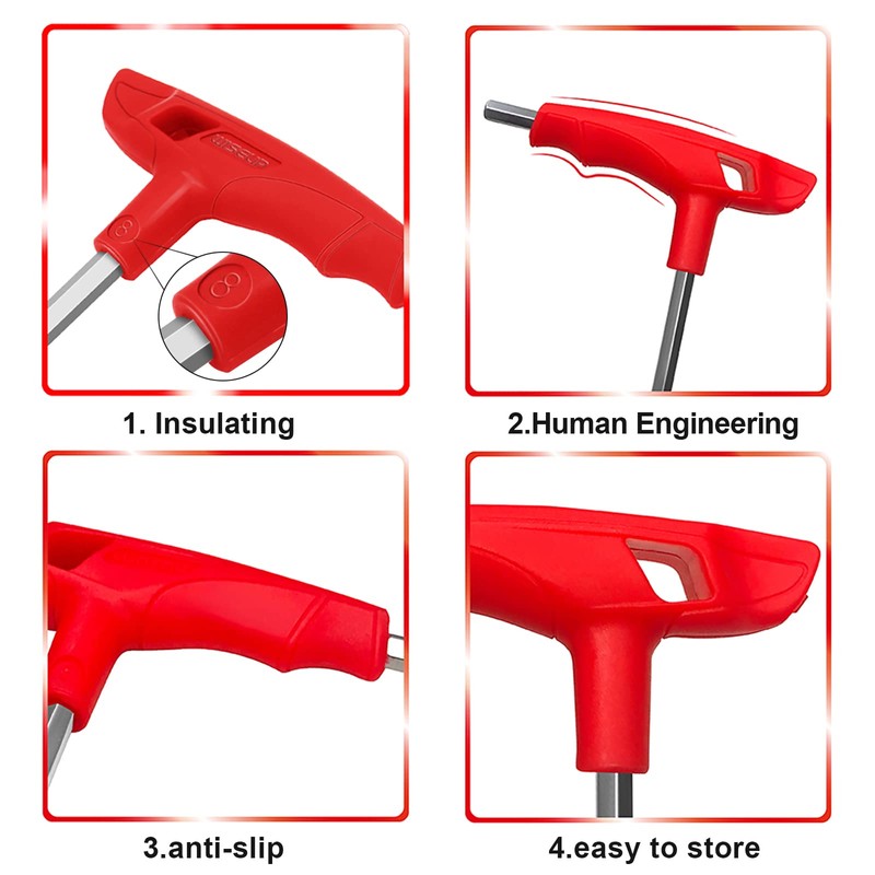 WISEUP 5mm t handle allen wrench set Metric,CR-V heavy duty