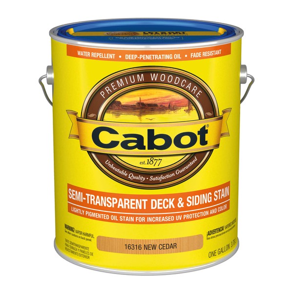 Cabot 140.0016316.007 Semi-Transparent Deck & Siding Stain Low VOC, New Cedar - 1 Gallon