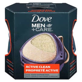 Dove Men+Care Dual Sided Shower Tool for building lather and deep cleansing Active Clean body exfoliator for men 1 count