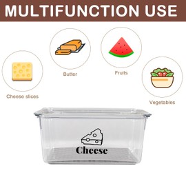 Yomjarl Cheese Container Airtight with Draining Basket Cream Cheese Sliced Cheeses Box with Lid Saver for Fridge Cheeses Keeper Cream Block Shredded Storage Box Saver (Clear - 2 Pack)