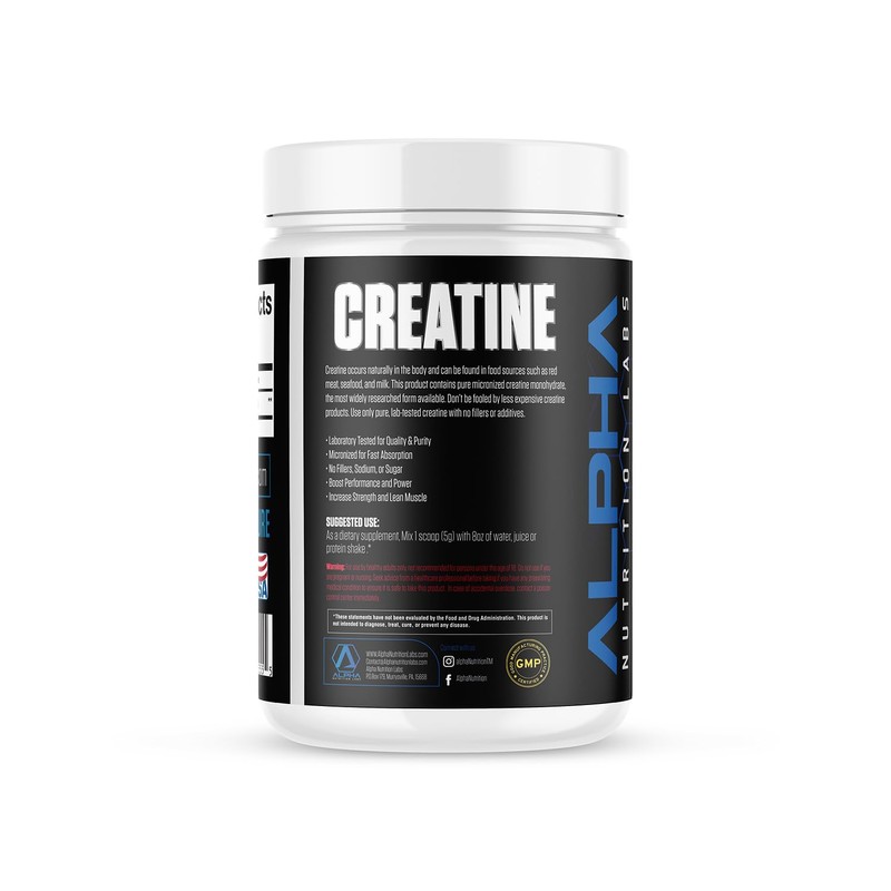 Alpha Nutrition Labs Micronized Creatine, Powder, Unflavored 500g