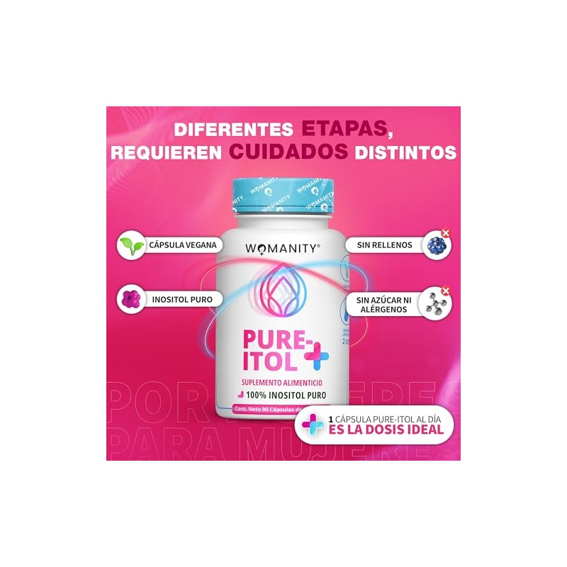 Inositol Cápsulas 500mg Ingredientes Naturales Myo Puro Suplemento Rellenos Alérgenos