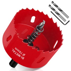Yeepeo Hole Saw 70 mm, Universal HSS M42 Bi-Metal Hole Saws, Circular Hole Saw with Hex Shank and Drill Bit Set Drill Bit for Wood, Drywall, Plastics, 1 Piece Red