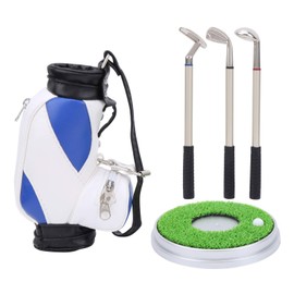 LZKW Desktop Office Golf Pens with Bag, Golf Bag Pen Holder, Souvenir Set for Fathers Fans Men Golfer(Blue and White)