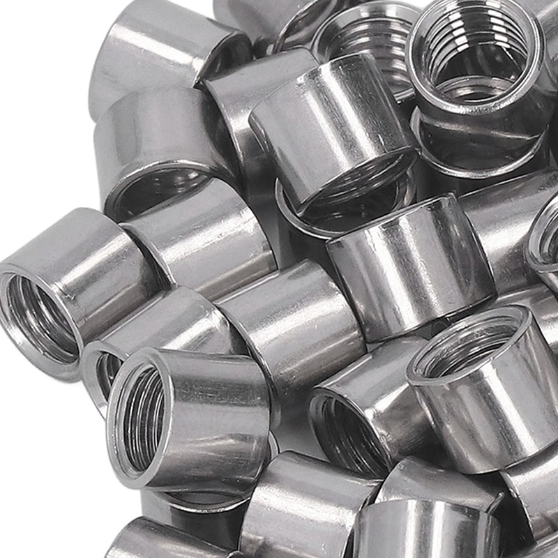 50Pcs M8 Female Thread Coupling Nut Rugged Stainless Steel Maintenance