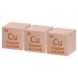 Sourcing Map 3 Pcs Copper Cube, 1 Inch High Density Metal Density Cube for Chemical Elements Collection Science Education Experiment Application, Copper