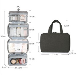 Fhioevt Reise Kulturbeutel Aufhängen Herren Damen Kulturtasche Faltbare Kosmetiktasche Hängender Waschtasche Zum Aufhängen Toiletttasche für Kinder Badzubehör Camping (Schwarz)