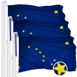 UD_G128 3 Pack: Alaska AK State Flag  2x3 Ft  ToughWeave Series Embroidered 300D Polyester  Embroidered Design, Indoor/Outdoor,