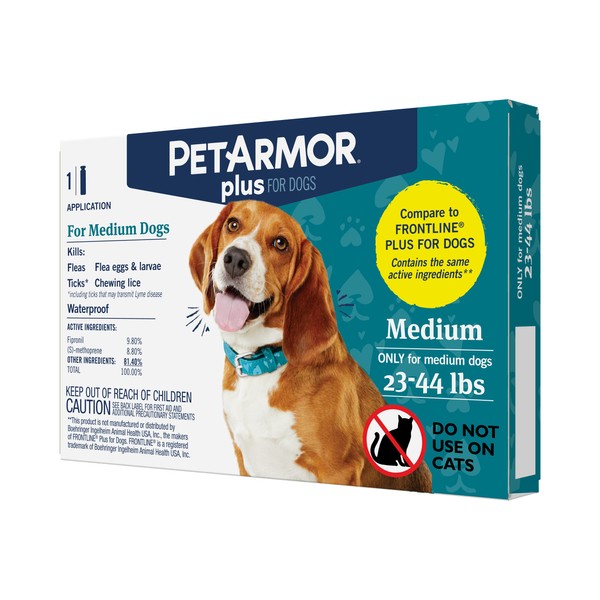 PetArmor Plus for Medium Dogs 23-44 lbs, Flea and Tick