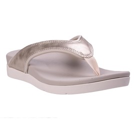 REVITALIGN Women's Shoreline Shimmer Flip-Flop, Silver, 11 Wide
