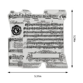 ALIBBON Music Notes Background Clear Stamps for Card Making, Melody Stamps for Crafts and Photo Album Decorations, Music Song Transparent Silicone Clear Rubber Stamps for Crafting and DIY Scrapbooking