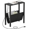 Vagusicc Narrow Side Table with Charging Station, Small End Table