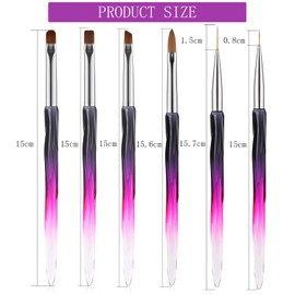 GEMSANVA 6Pcs Nail Art Brushes Set | Clean Up Brush, Liner, Polish & Extension Gel Brush | Nail Polish Mistake Cleaner for Nail Art DIY, Manicure Tools