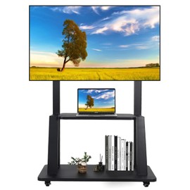 Maiproo Rolling TV Stand with Wheels for 32-75 Inch Heavy-Duty Mobile TV Cart LCD LED OLED Flat Panel Screens Smartboard Holds up to 100lbs Portable TV Stand on Wheels with Shelf Height Ajustable