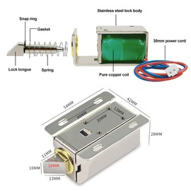 FTSTech Mini Small Cabinet Locks 12V 0.6A Magnetic Lock Electromagnetic Electric Control for Access to Drawer File Door