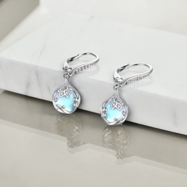 ONEFINITY Gemstone Earrings 925 Sterling Silver Moonstone Earring Amber Earrings Green Emerald Earrings Gemstone Jewellery Gifts for Women, Silver, No Gemstone