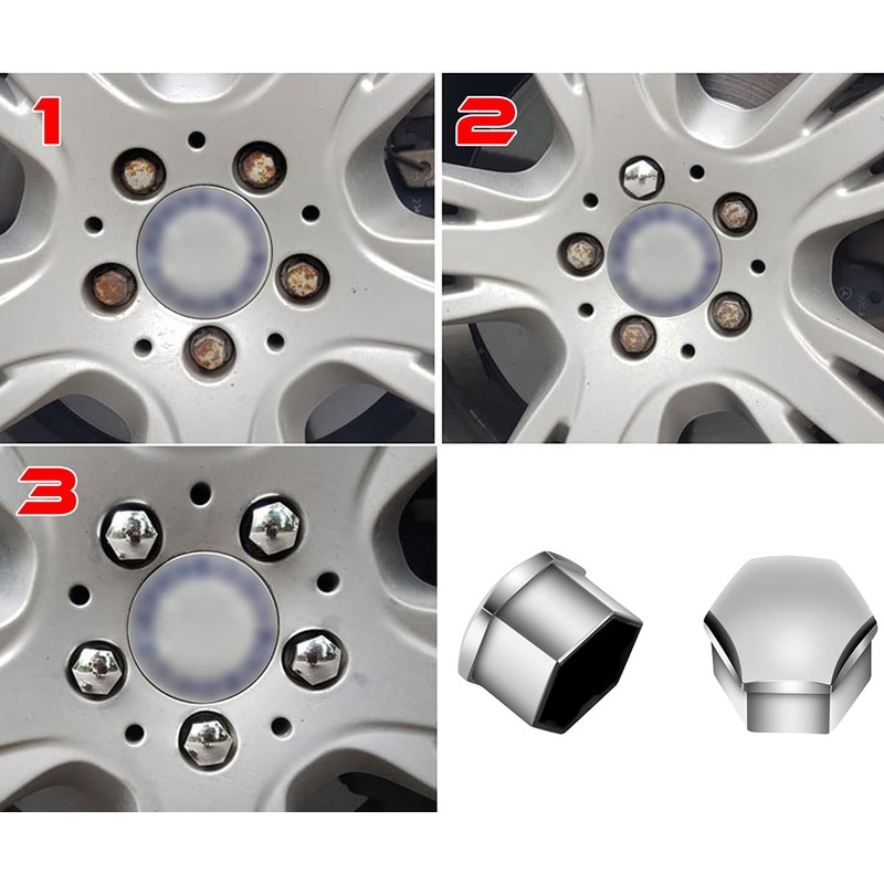 Selyse Pack of 20 Caps Wheel Bolts 17 mm Plastic