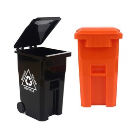 Wiosi Mini Garbage Trash Pen Holder for Desk and Tiny Recycle Bin Pencil Holder Black & Orange, Pack of 2 - Storage for Pencil & Pen | Office Stationery to Organize The Desk | Ideal for Student Work