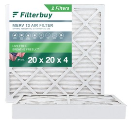 Filterbuy 20x20x4 Air Filter MERV 13 Optimal Defense (2-Pack), Pleated HVAC AC Furnace Air Filters Replacement (Actual Size: 19.50 x 19.50 x 3.63 Inches)