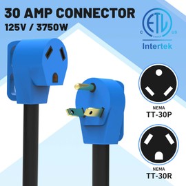 50FT 30 Amp RV Extension Cord, Outdoor Extension Cord with Grip Handle, Heavy Duty 10/3 Gauge STW RV Power Cord with Cord Organizer, 3 Prong TT-30P to TT-30R Connecter, ETL Listed