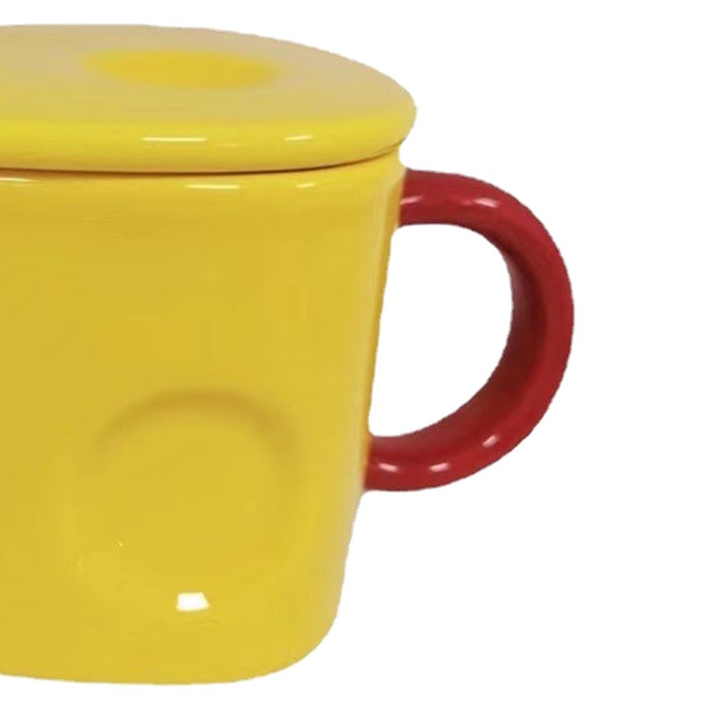 Ceramic Mug Cute Cheese Shape Fashionable Multifunctional Tea Cup with