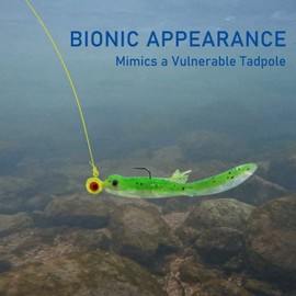 Dr.Fish 6 Pack Soft Plastic Frog Baits, 3.2 Inches Tadpole Swimbaits Frog Lures Bass Crappie Lures Creature Lizard Bait Shad Drop Shot Panfish Bluegill, Brown