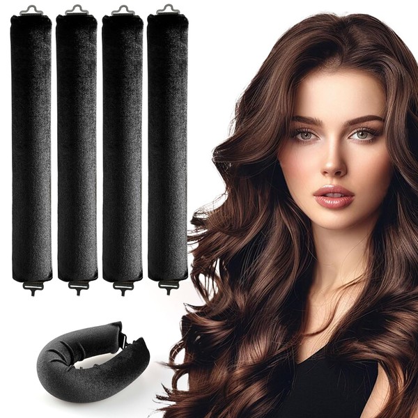Set of 4 Heatless Curls Band Black Curls Without Heat