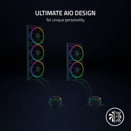 Razer Hanbo Chroma RGB All in One Liquid Cooler aRGB Pump Cap: AIO Design - Quiet, Powerful aRGB Fans - PWM Fan Controller Support - Intel LGA 115X Series, 2011, 1200, 1700, AM5 Compatible - 360MM