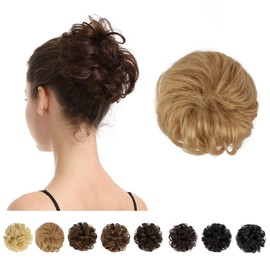 BARSDAR 100% Human Hair Bun - Real Human Hair Messy Bun Hair Pieces Blonde Hair Bun Extensions for Women - Real Human Hair Bun Scrunchies Hairpieces Updo Chignons Daily - Honeyed Blonde