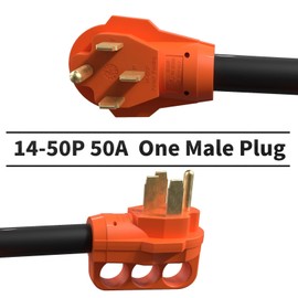 Ficstar RV Y Adapter Cord 50 Amp to Two 30 Amp RV Adapter, Y Splitter Adapter 14-50P Male Plug to Two TT-30R Female with Disconnect Handle