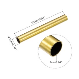 sourcing map Brass Tube, 12mm OD 1mm Wall Thickness 100mm Length Round Pipe Tubing for Industry, DIY Projects