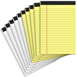 Colored Legal Pads 5x8, Small Legal Pads 5x8, 10 Pack 5 x 8 Notepads Yellow Pads of Paper, White Note Pads 5x8’’, College Ruled Yellow Pads 5 x 8 In for Work, 30 Sheets per Writing Pad, Yellow, White
