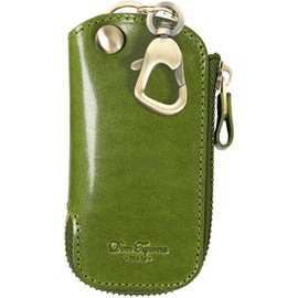 Dom Teporna Key Case, Genuine Italian Leather, Smart Key Case, Cover, Thin, Compact, Key Holder, Aging, Men's, Women's, glossgreen