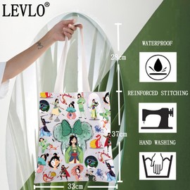 LEVLO Funny Mu Lan Canvas Tote Bag Mu Lan Fansl Gift Mu Lan & Shang Shoulder Bag Mulan & Mushu Merchandise (Mu Lan Tote)