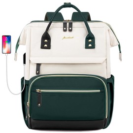 Laptop Backpack for Womem Work Bags: 17.3 Inch Travel BackPacks With USB Charging Port Anti Theft Fashion College BookBag Durable Daypack Purse Bussiness Back Pack for Nurse Teacher Green Beige