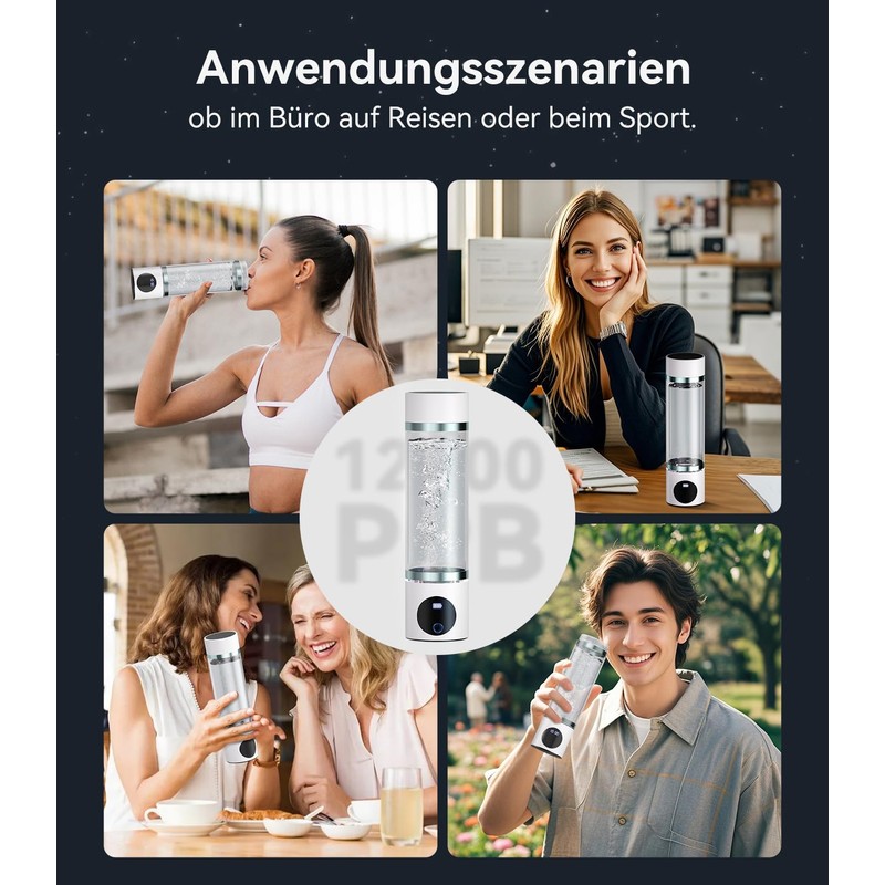 Hydrogen Water Bottle 6000PPB Ultra PEM Technology: Second Generation SPE