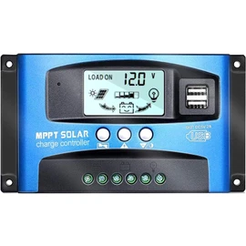 Y&H MPPT 60A 12V/24V Auto Focus Tracking Solar Panel Charge Controller Regulator with Dual USB Port,LCD Display, Model:Wanderer BL912 (Blue)
