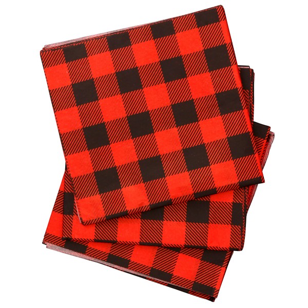 Iconikal Christmas Tissue Paper, Red Buffalo Plaid, 20 x 20-Inches, 60-Sheets